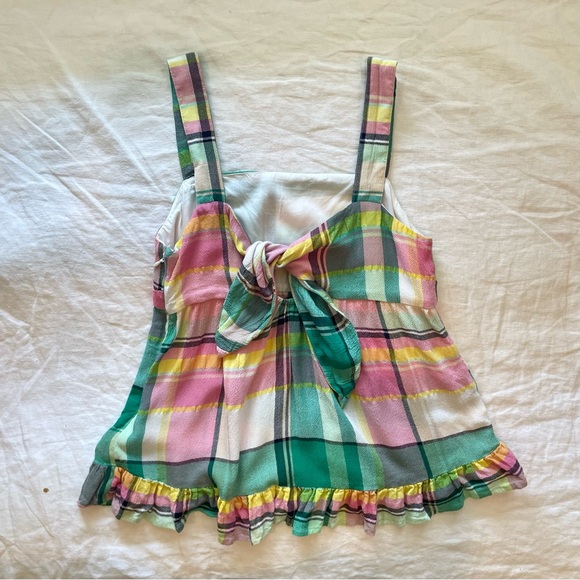 LOFT Plaid Tie Back Peplum Cami | Size 00 Petite - Picture 6 of 6
